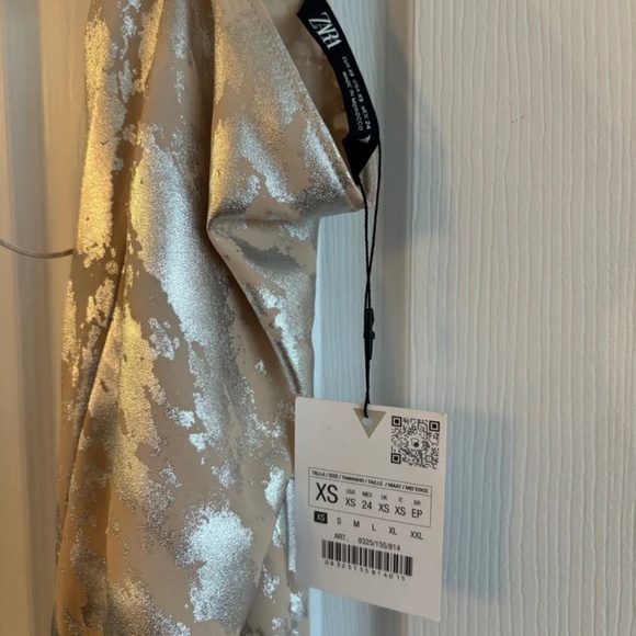 Zara XS foil silver slip open back dress - Picture 6 of 7